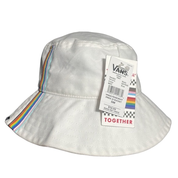 NEW Vans Pride 22 Bucket Hat White Rainbow Stripe 7641 Unisex Size SM - Picture 2 of 4